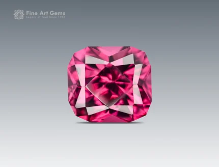 Cushion cut raspberry pink rhodolite garnet gemstone from Africa, 1.25 carats, untreated