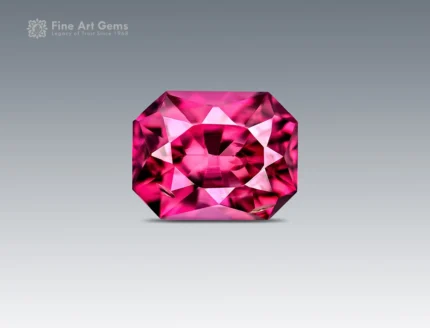 Natural 1.30 carat cushion cut rhodolite garnet with raspberry pink color from Africa.