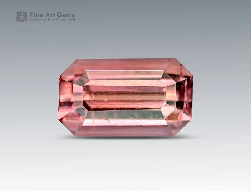 1.65 carat emerald cut pink tourmaline gemstone from Afghanistan