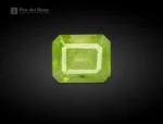 Natural 1.70 carat emerald-cut peridot gemstone with vibrant lime-green color and natural inclusions from Pakistan.
