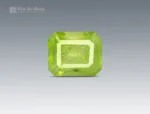 Natural 1.70 carat emerald-cut peridot gemstone with vibrant lime-green color and natural inclusions from Pakistan.