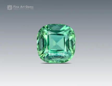 Cushion cut green tourmaline gemstone from Afghanistan, 1.70 carats, untreated