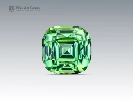 Large cushion-cut green tourmaline from Afghanistan with loupe-clean clarity