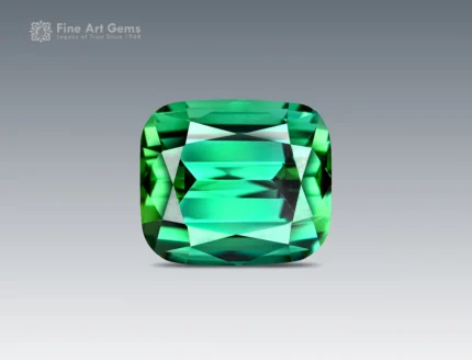 Cushion cut blue-green tourmaline from Afghanistan with loupe clean clarity