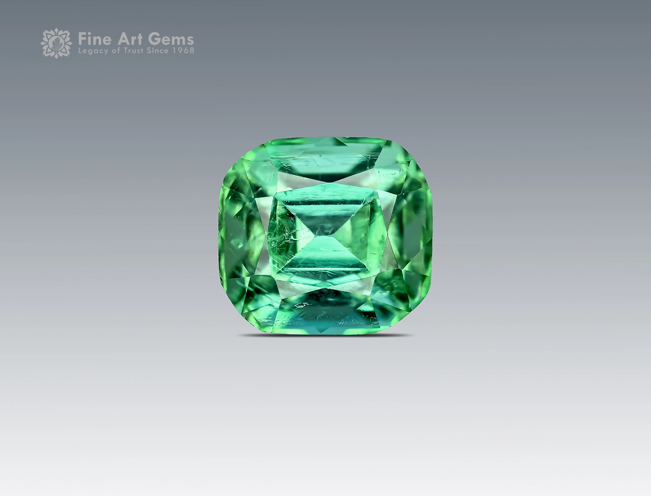 2.10 Carat Cushion Cut Green Tourmaline – Afghanistan (3) Natural 2.10 carat cushion cut green tourmaline from Afghanistan with vibrant green color and excellent brilliance.