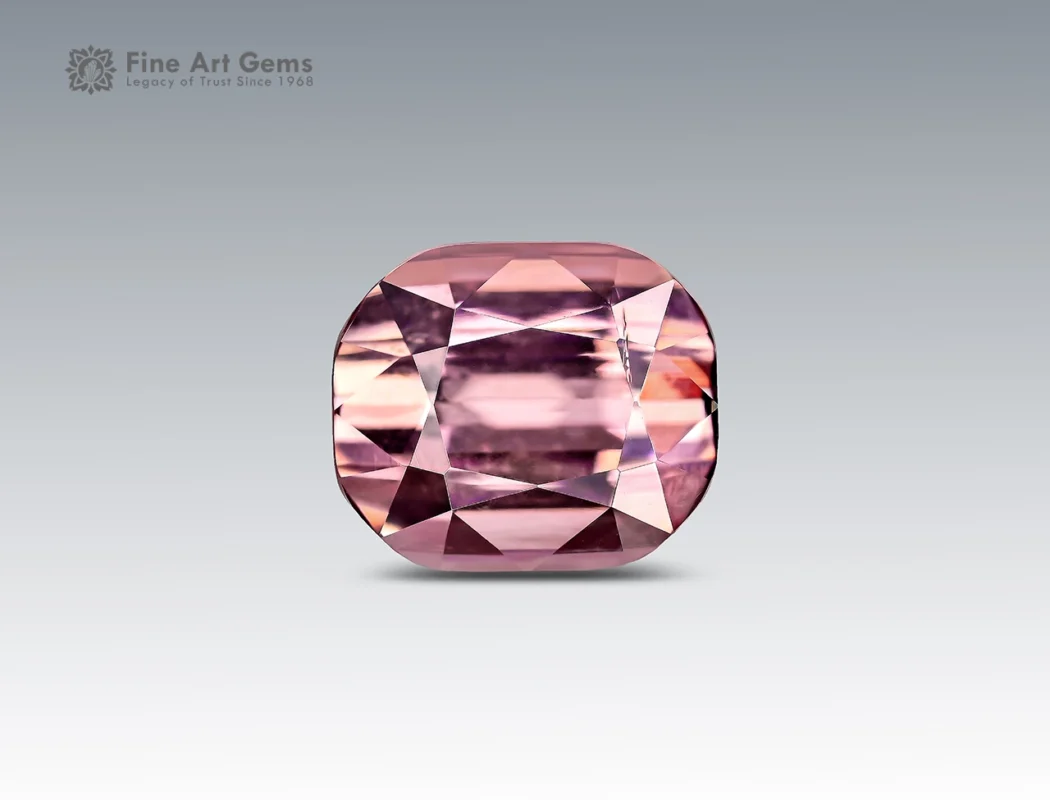 2.25 carat cushion cut pink tourmaline gemstone from Afghanistan