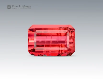 2.60 carat emerald cut red vayrynenite gemstone from Pakistan