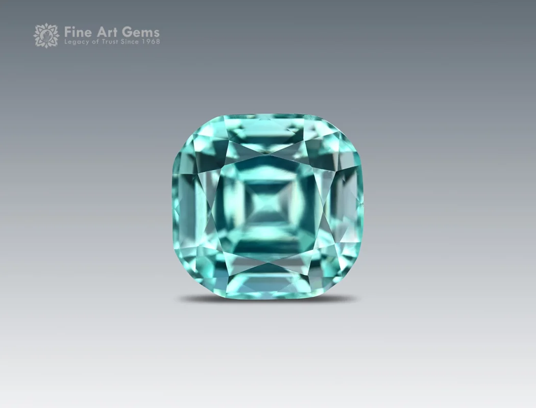 2.70 carat cushion cut seafoam green tourmaline from Afghanistan
