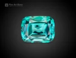 Cushion cut lagoon tourmaline from Afghanistan with a bright blue-green color