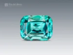 Cushion cut lagoon tourmaline from Afghanistan with a bright blue-green color