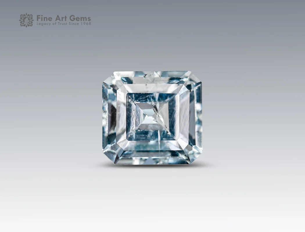 3.25 carat Asscher-cut pale blue aquamarine gemstone from Pakistan