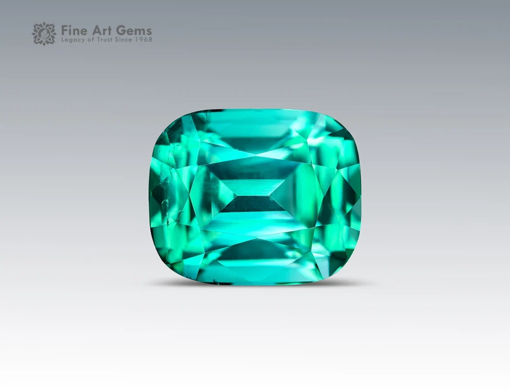 6.55 carat cushion cut lagoon blue tourmaline gemstone from Afghanistan