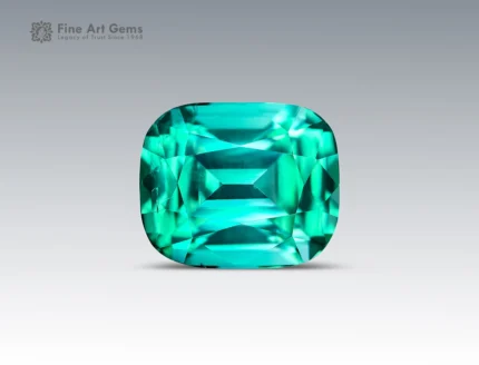 6.55 carat cushion cut lagoon blue tourmaline gemstone from Afghanistan