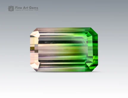 Emerald cut watermelon tourmaline from Afghanistan with pink and green color zoning