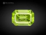 Emerald-cut apple-green peridot gemstone from Pakistan, 1.15 carats, untreated.