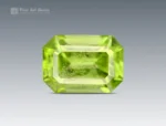 Emerald-cut apple-green peridot gemstone from Pakistan, 1.15 carats, untreated.